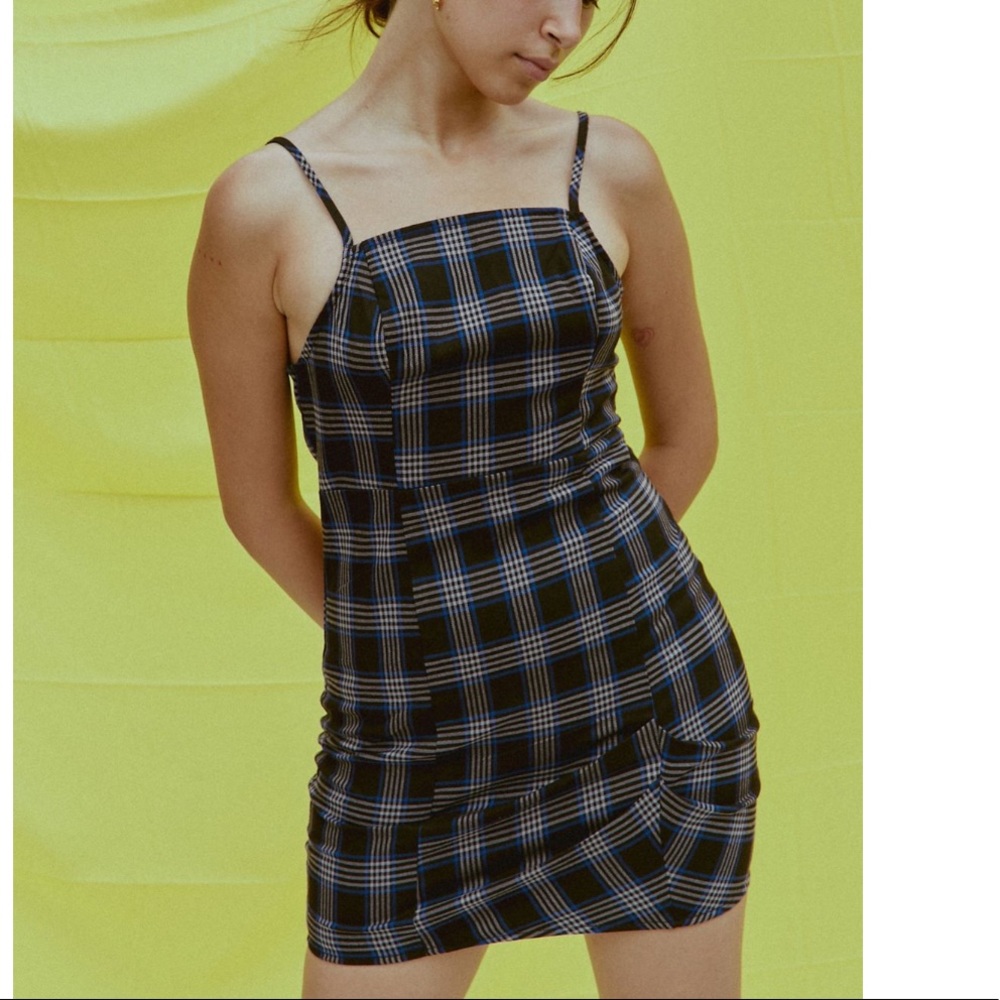 Urban Outfitters Monica Plaid Square Neck mini dress